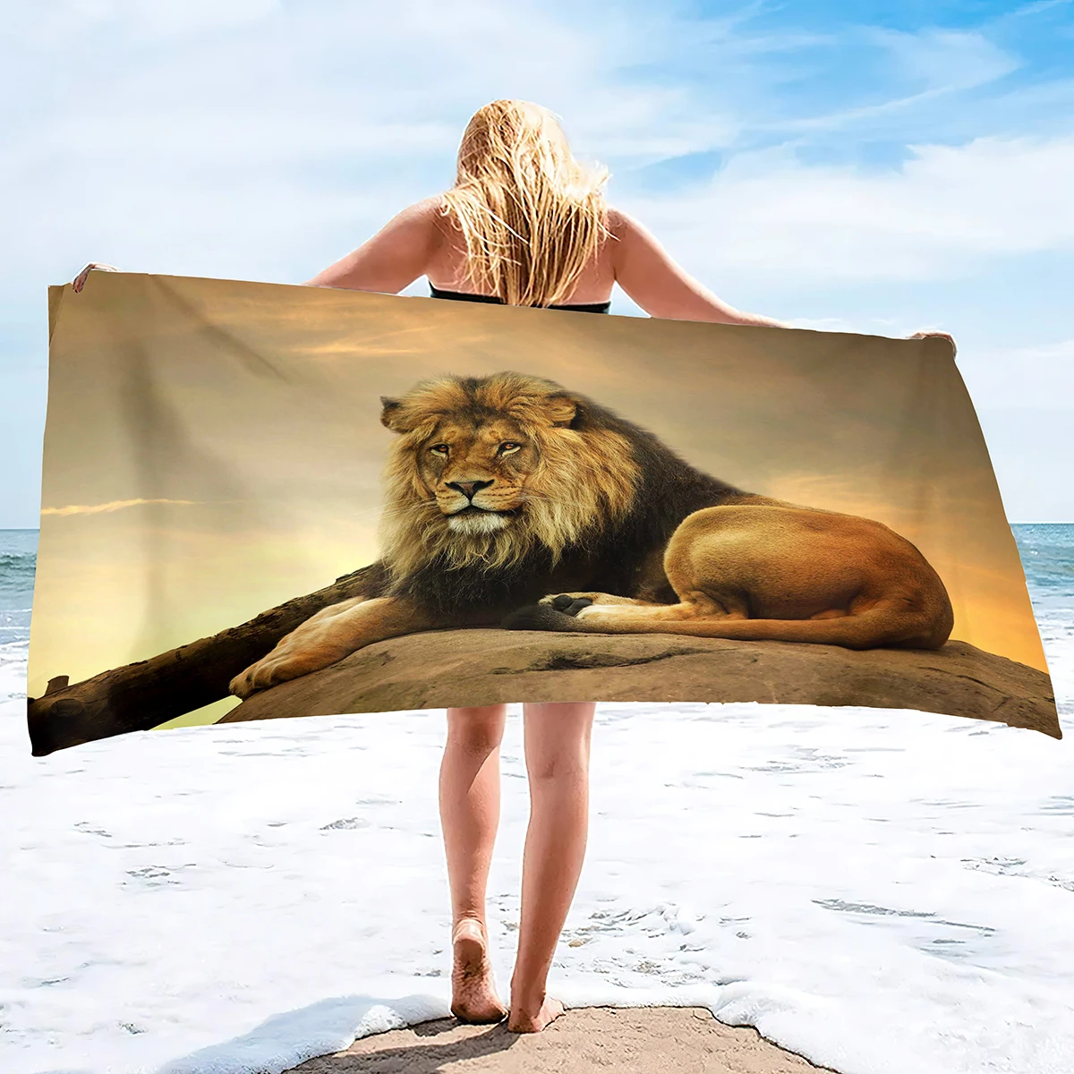 Lion  Microfiber  for Adults Sand Free   Quick Dry Large   for Swimming,Bath, Camping