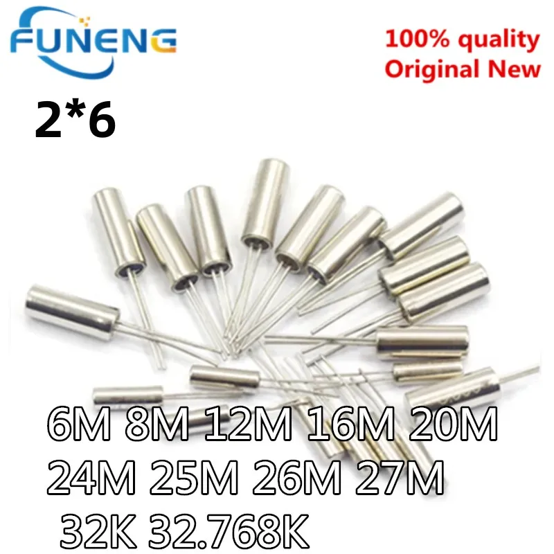 50P S  2x6 6M 8M 12M 16M 20M 24M 25M 26M 27M 32K 32.768K  Cylindrical crystal oscillator