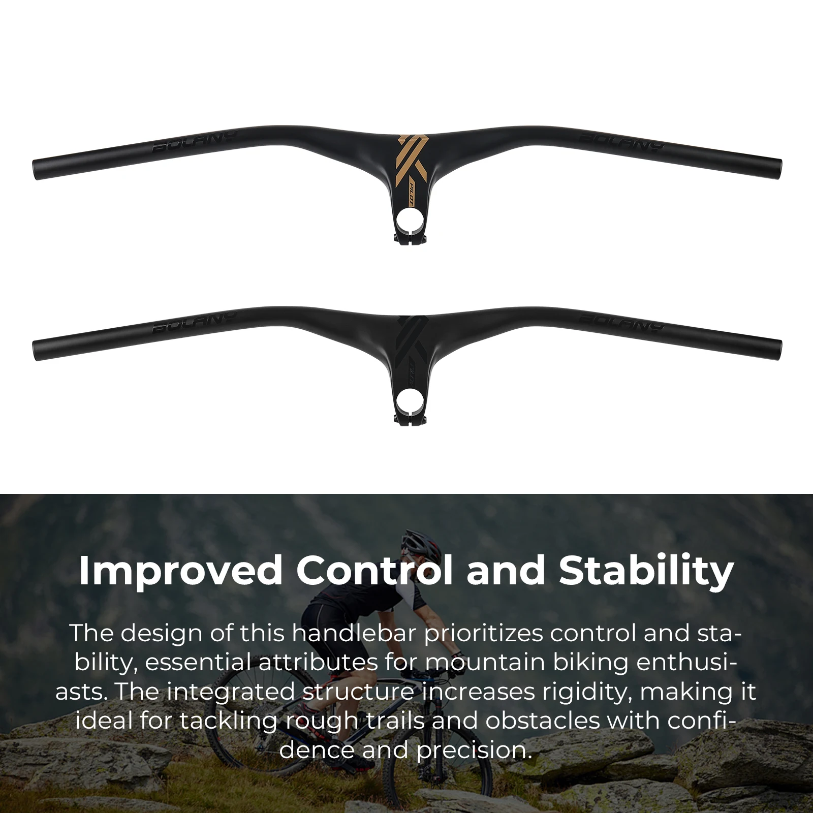 BOLANY Mtb Handlebars Integrated Handlebar For Mountain Bike 775mm Reduce Resistance Aluminum Alloy Bike Handlebar 28.6mm