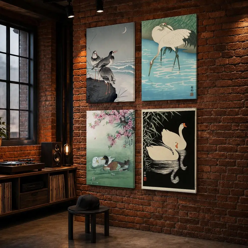 Retro Animals Chinese Style Framed Wall Painting Wood Canvas Poster For Living Room Bedroom Hallway Office Home Decor Gift