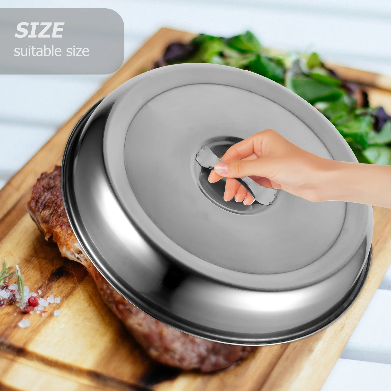 2 Pcs Vegetable Cover Tableware Kitchen Tool Round Dish Grill Steak Hood Protective Food Stainless Steel