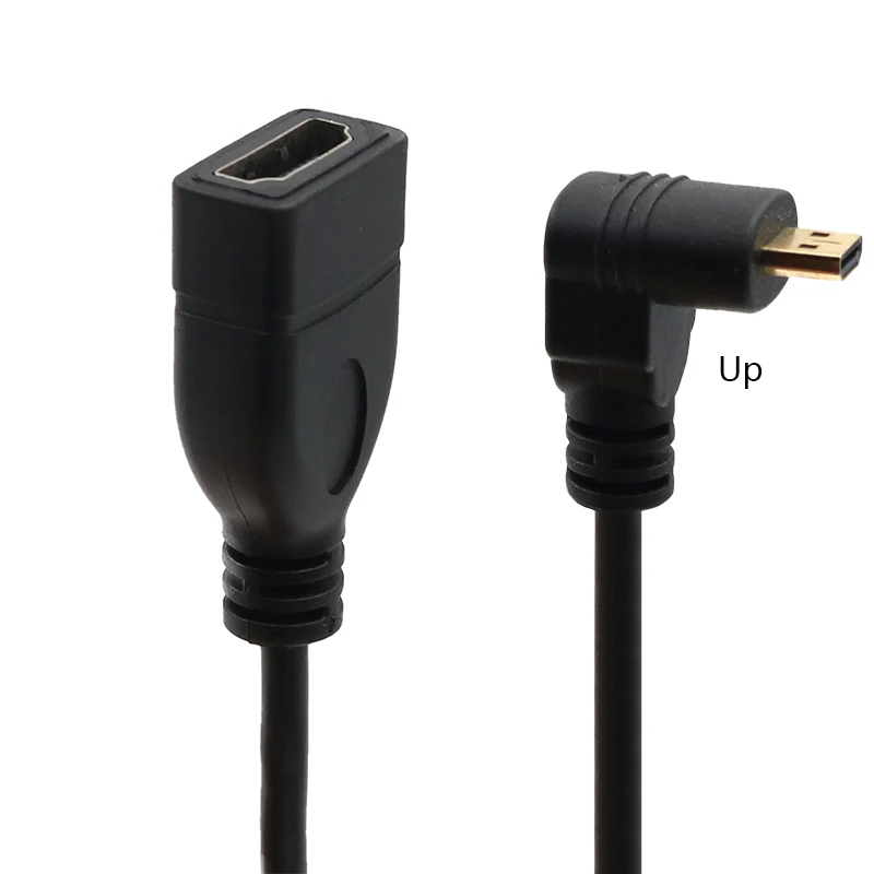 W górę w prawo w lewo kątowe złącze Micro HD męskie do HD Adapter żeński 15cm dla kabla HDTV typu D HDMI