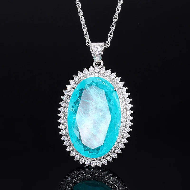 New high-end jewelry gemstone style pendant large denier sweater chain necklace main stone 20*30 accessories