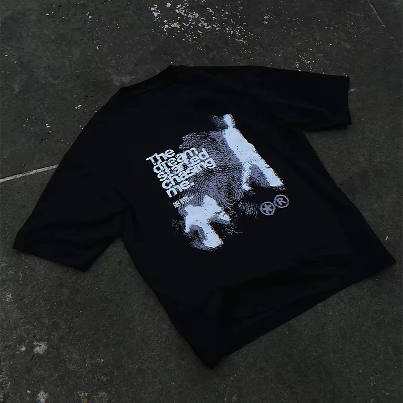 Men Tshirt Oversized Cotton T-shirt 2026 Shadow Print Y2k Top Tees Harajuku Streetwear Vintage Graphic Korean Aesthetic Clothing