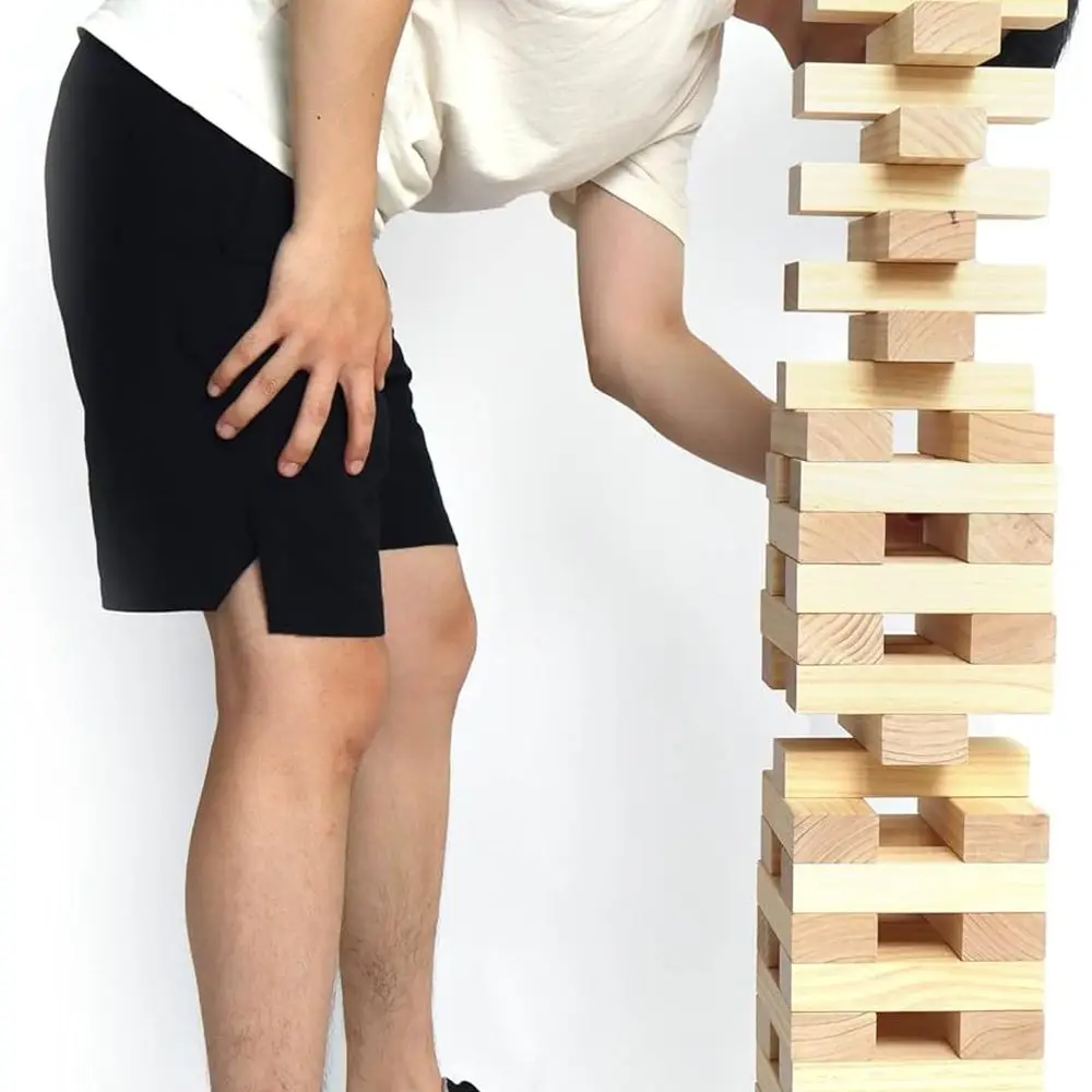 Giant Stacking Tower Game: 5 Feet Tall with 54 Blocks, Carry Bag & Scoreboard for Outdoor Fun