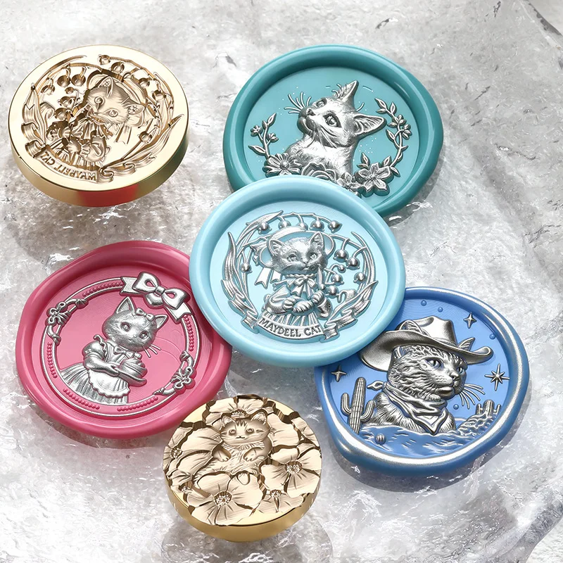 1pcs Stampin Stamp Copper Head Relief Cats and Dogs Animal for Invitation Envelope Gift Packaging DIY Sealing Wax Seal Sticker