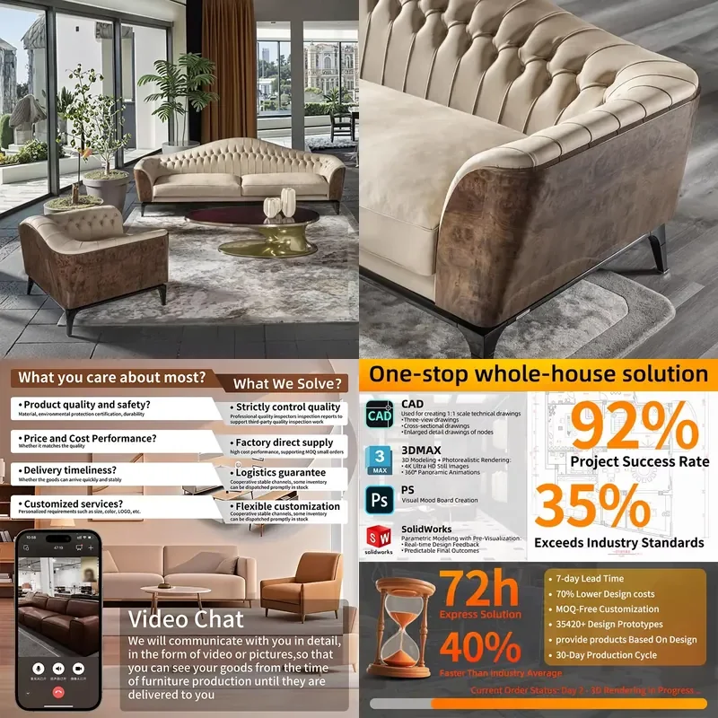 Genuine Leather L Shape Brown Sofa Set for Modern Living Room Italian Design Luxury Couch Furniture