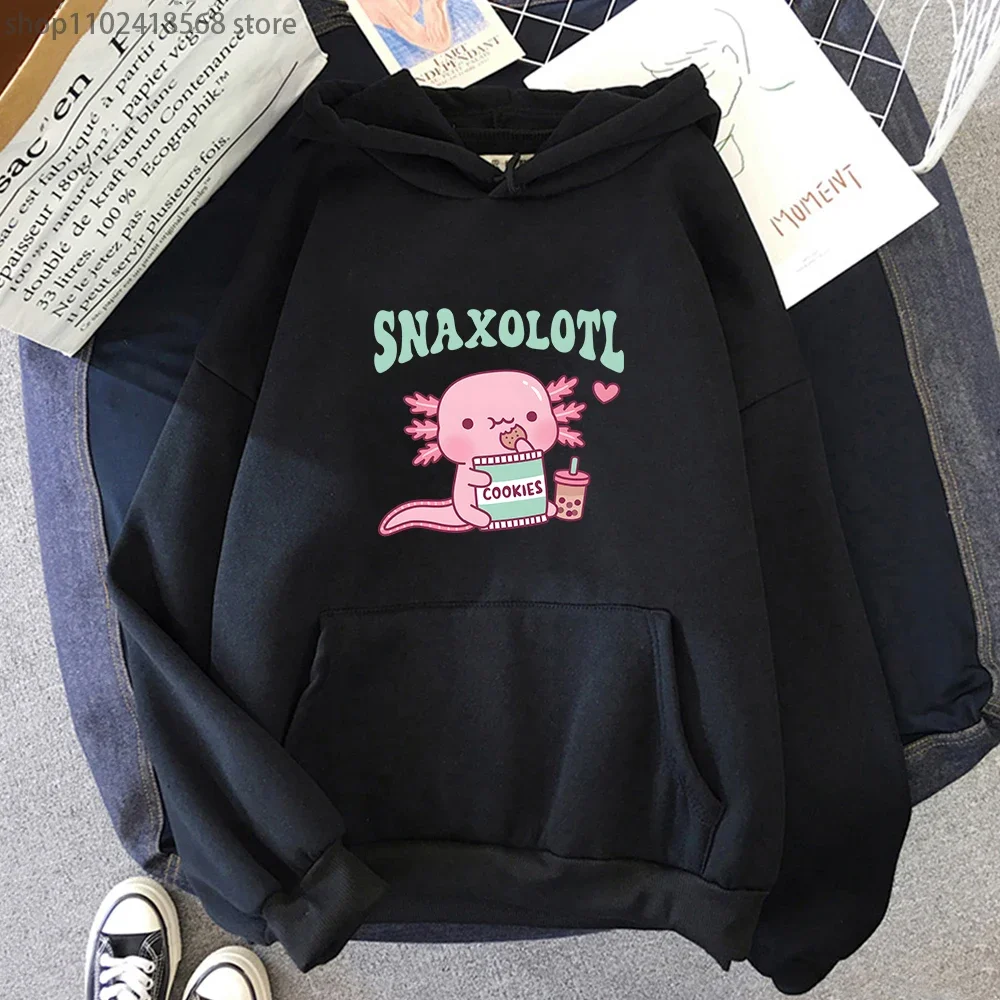 Lustiger Snaxolotl Snack A Lotl Like The Axolotl Hoodie Cartoon Sweatshirt Damen Kleidung Y2k Winter Pullover Süße Herrenkleidung