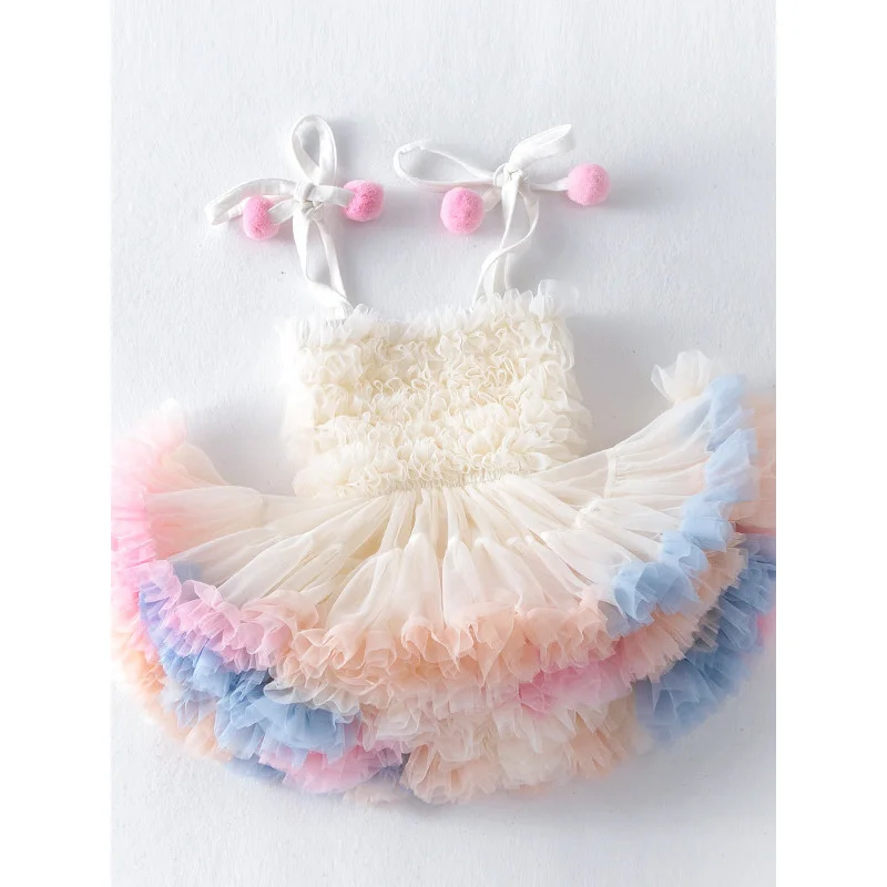

New Suspender GabonesetutuTulle Tutu One Year Old Celebration Dress Cake Dress 2026 Girls Spring/Summer