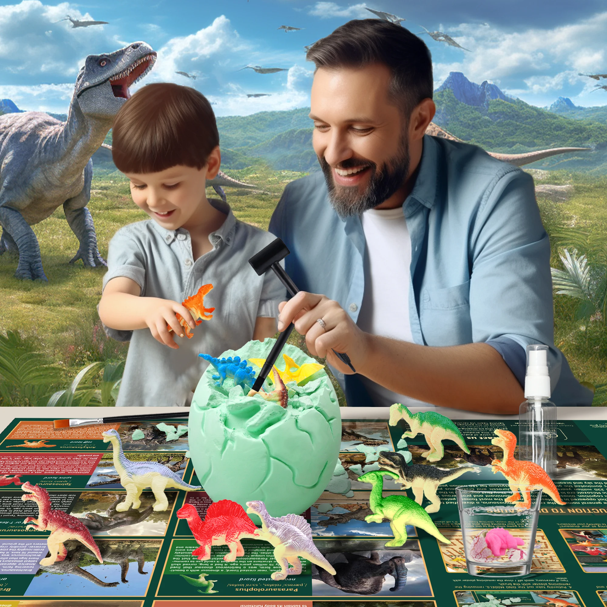 Kit penggali telur Dino Jumbo-Set penggalian telur dinosaurus-batang mainan eksperimen sains pendidikan untuk anak-anak-Kit Arkeologi