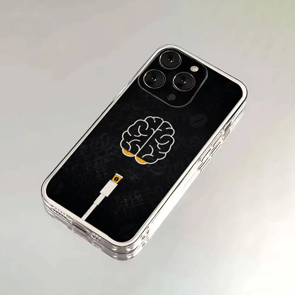 Casing HP Motif Otak untuk iPhone 6,16,15,14,13,12,11,17 Pro,Max,Plus,X,XS,XR,SE,Mini Transparan Bahan Lembut