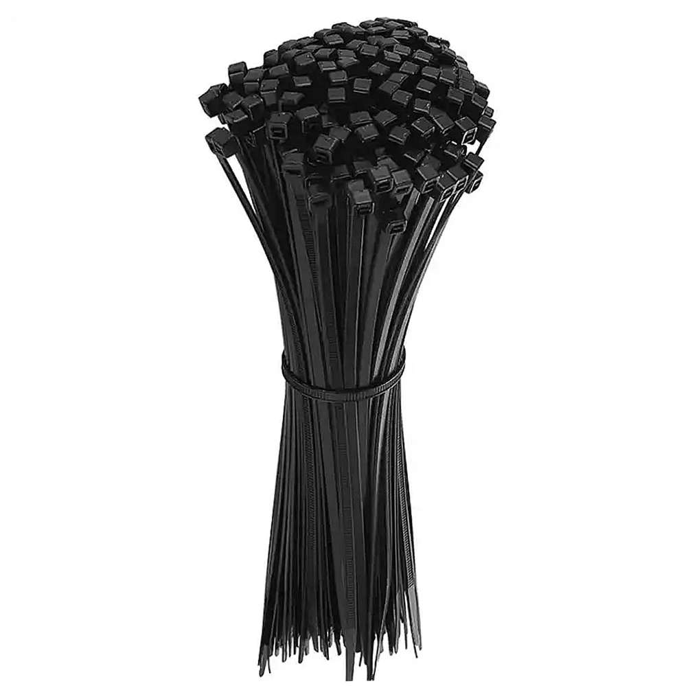 1000pcs 3x200 Self-locking Plastic Fixing Ring Nylon Wire Cable Zip Ties Cable Ties Fasten Loop Cable (Black)