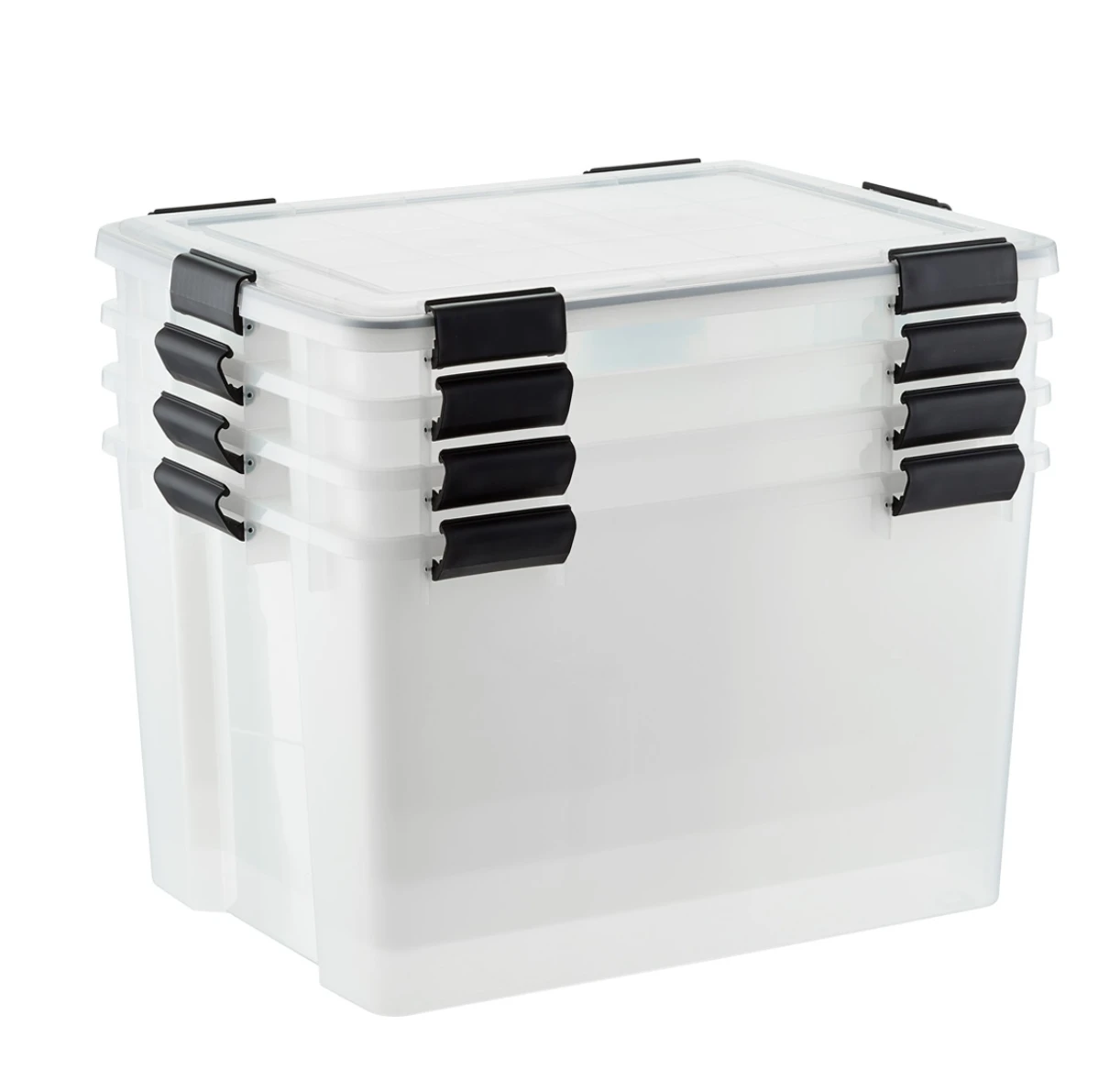 Case of 4 74 qt. Weathertight Totes Clear