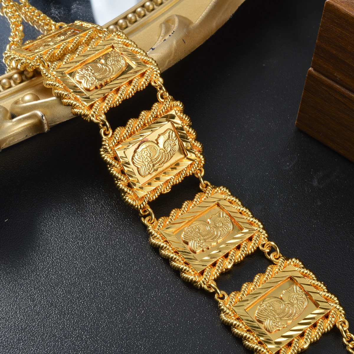 Vintage Türkisches Münzketten-Armband für Frauen 21K Vergoldet Arabischer Dirham Armreif Dubai Nahost Hochzeit Brautschmuck Geschenk – Detail 8