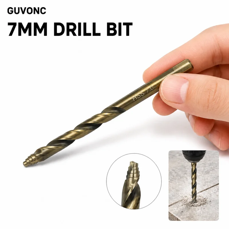 7mm HSS‑Co Titanium Twist Drill Bit Single Straight Shank for Precise Drilling Metal Wood Plastic DIY Work