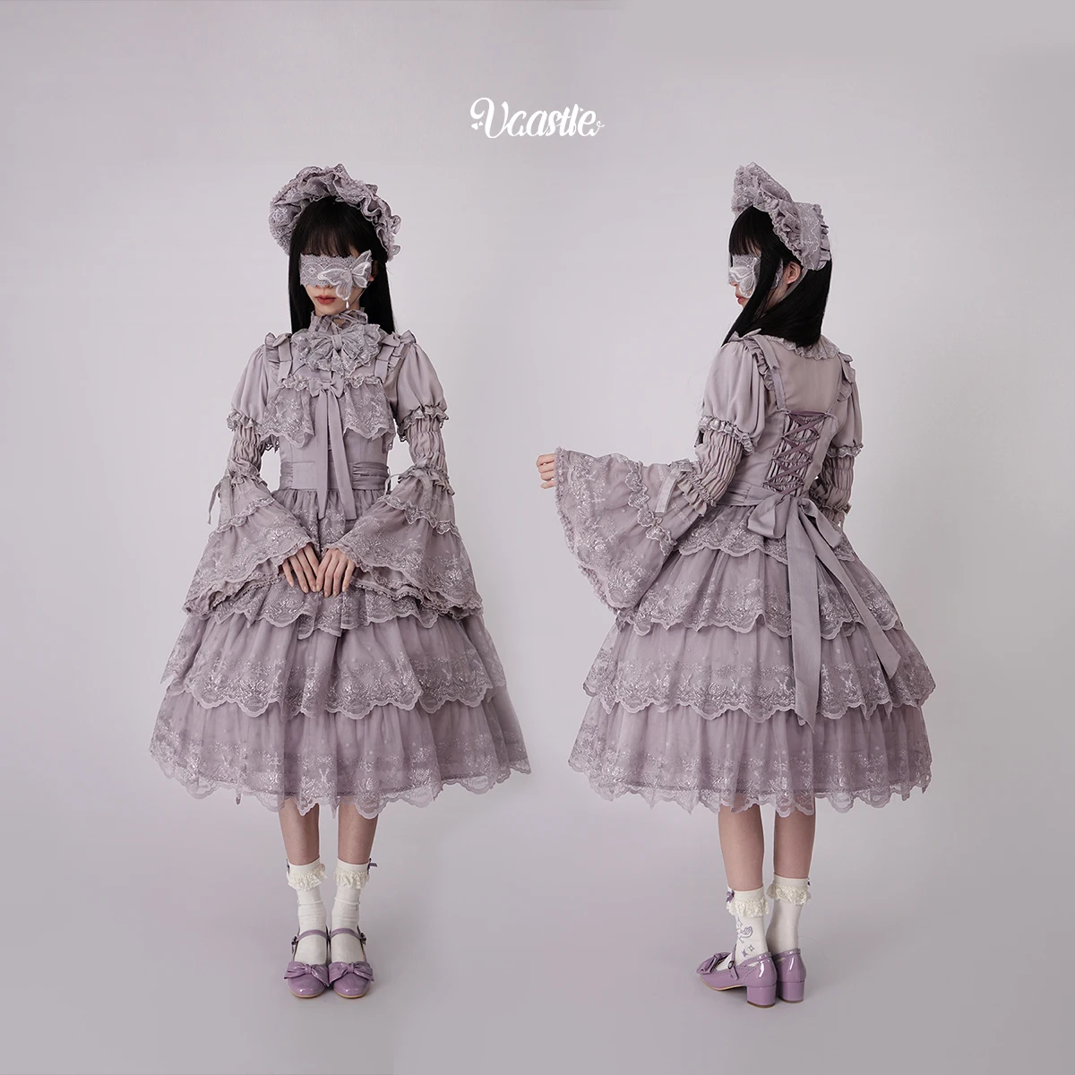 Camisa de manga de princesa con mangas acampanadas desmontables, camisa de estilo japonés con cuello de lazo de Color sólido, vestido gótico de Lolita para mujer, novedad de 2025