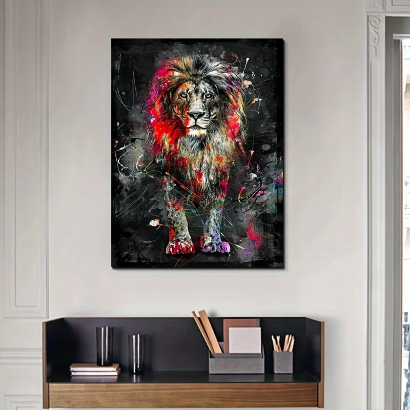 Abstract Graffiti Lion Canvas Painting Modern Colour Animal Poster Printing Home Mural Decorative Painting Customised Paintings