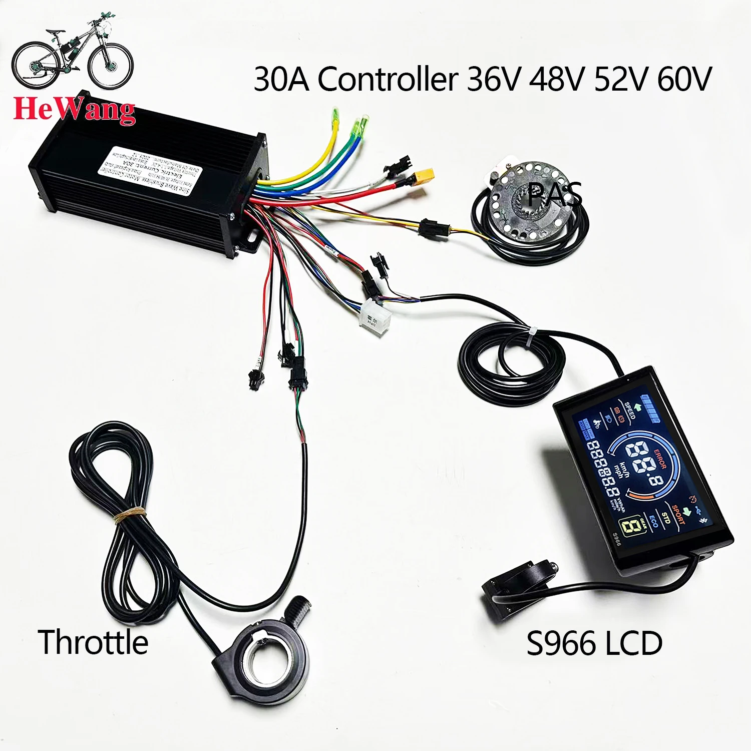 AliExpress NONE 1000W-2000W 30A/40A sine wave controller with S966 LCD PAS and Throttle，36V 48V 64V for UART 2 E-mountain bike motorcycle repair