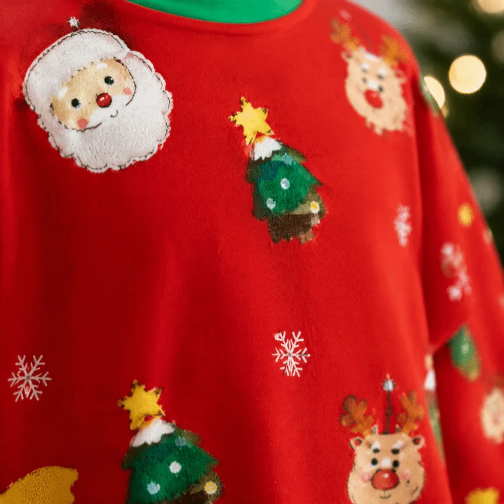 Long Sleeve Christmas Pyjamas Set Printed Xmas Trees Couple Christmas Outfit Two Piece Set Santa Claus Family Matching Pyjamas