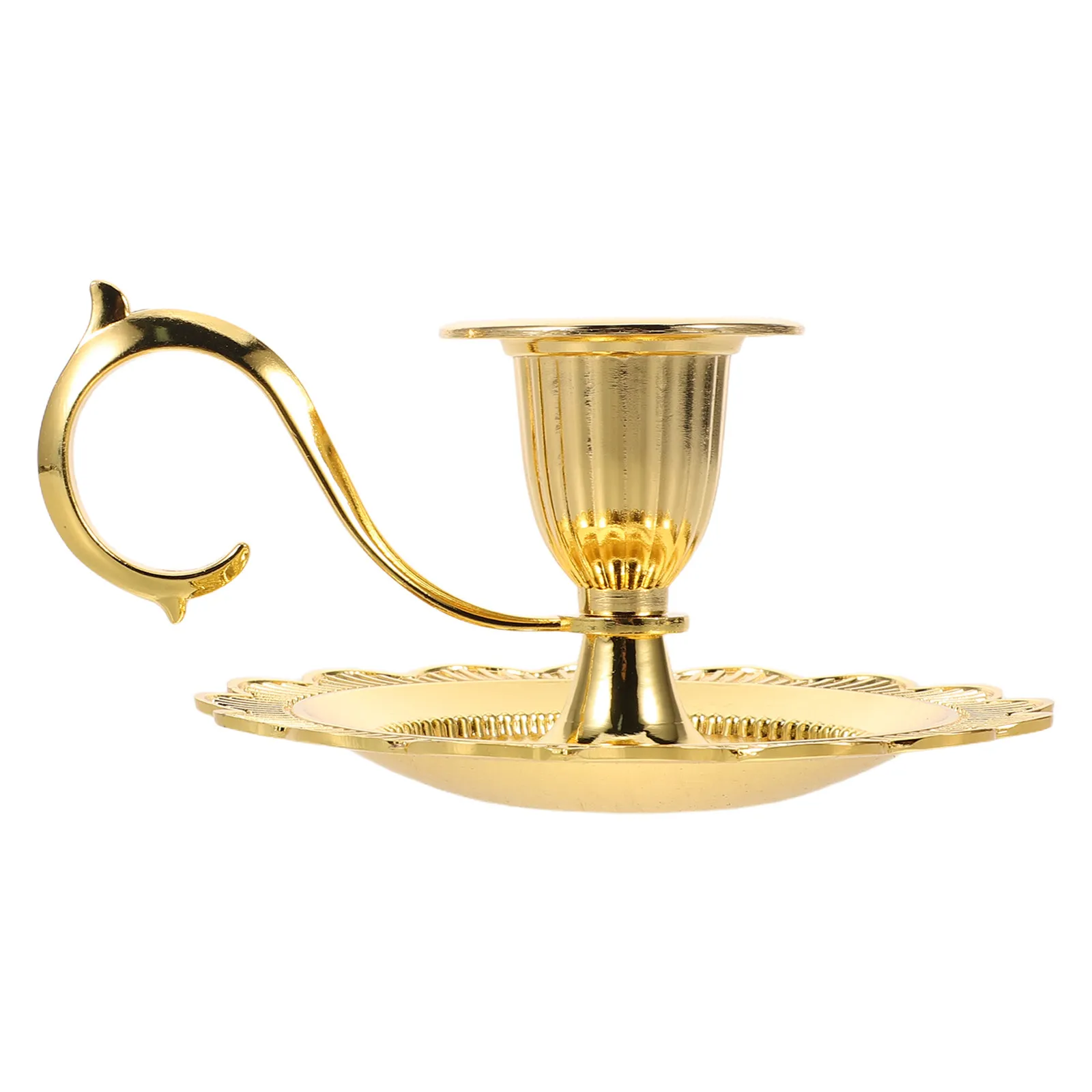 Retro Metal Holder Tray Elegant Gold Candlestick Plate Romantic Candlelight Dinner Decor Farmhouse Shabbat Candlesticks