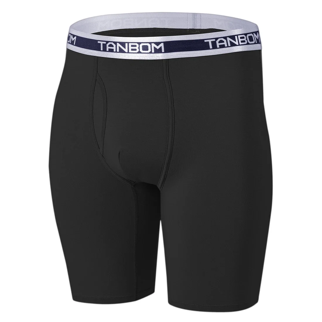 Jinshi Men's Long Leg Boxer Briefs Bamboo Soft Breathable Open Fly Boxers No Ride Up Underwear