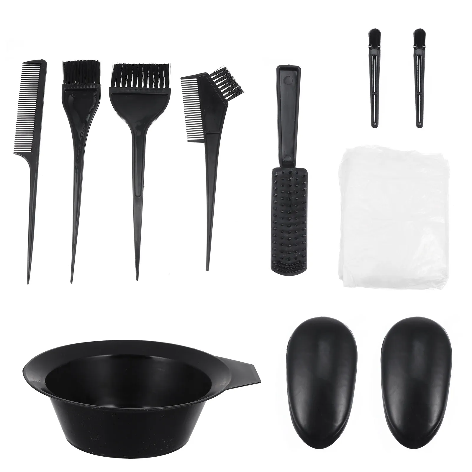 11Pcs Hair Dyeing Tool Supply Kit Bowl Brush Set Durable Long Lasting Home Salon Use Ear Caps Included Compact
