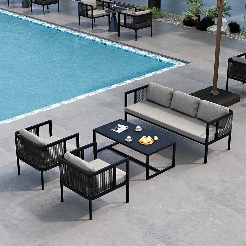 

#Modern outdoor all-weather leisure furniture Waterproof rattan sofa set for garden poolside terrace