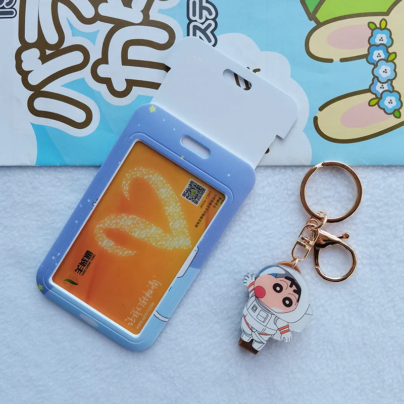짱구 ID 카드홀더 배지 키 랜야드 배지 키체인, 만화 애니메이션 휴대용 카드 케이스, 사무실 출입 카드 용품