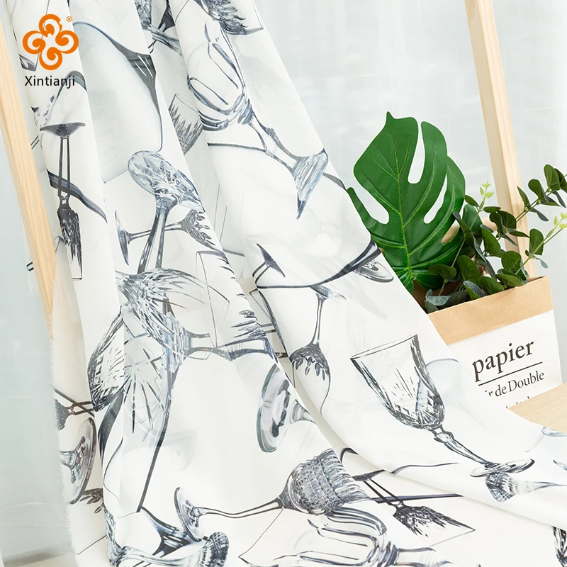 100x150cm Chiffon Fabric Cup Printing Cheap Chiffon for DIY Dress Summer Slightly Transparent Home Curtain Sewing Material