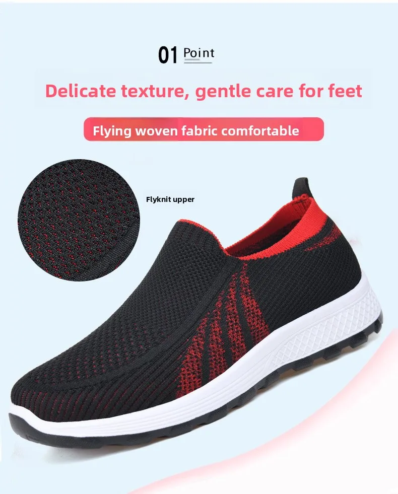 Damen-Sneaker aus Stricknetz, zum Überziehen, atmungsaktiv, leicht, mit weicher Sohle, rutschfest, für Freizeitaktivitäten, zum Spazierengehen, für ältere Damen, für den täglichen Gebrauch im Freien. – Detail 6