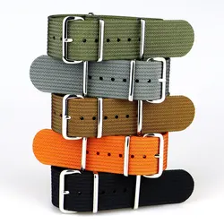 Ribbed Watch Strap 18mm 19mm 20mm 22mm Nylon Watch Straps Braid Ballistic Fabric Watchband Accessories for Military Watch Band