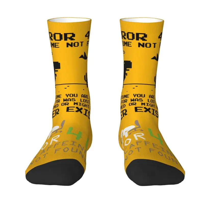 Printed Dinosaur Error 404 Costume Not Found Code Socks for Men Summer Autumn Winter Computer Geek Programmer Crew Socks