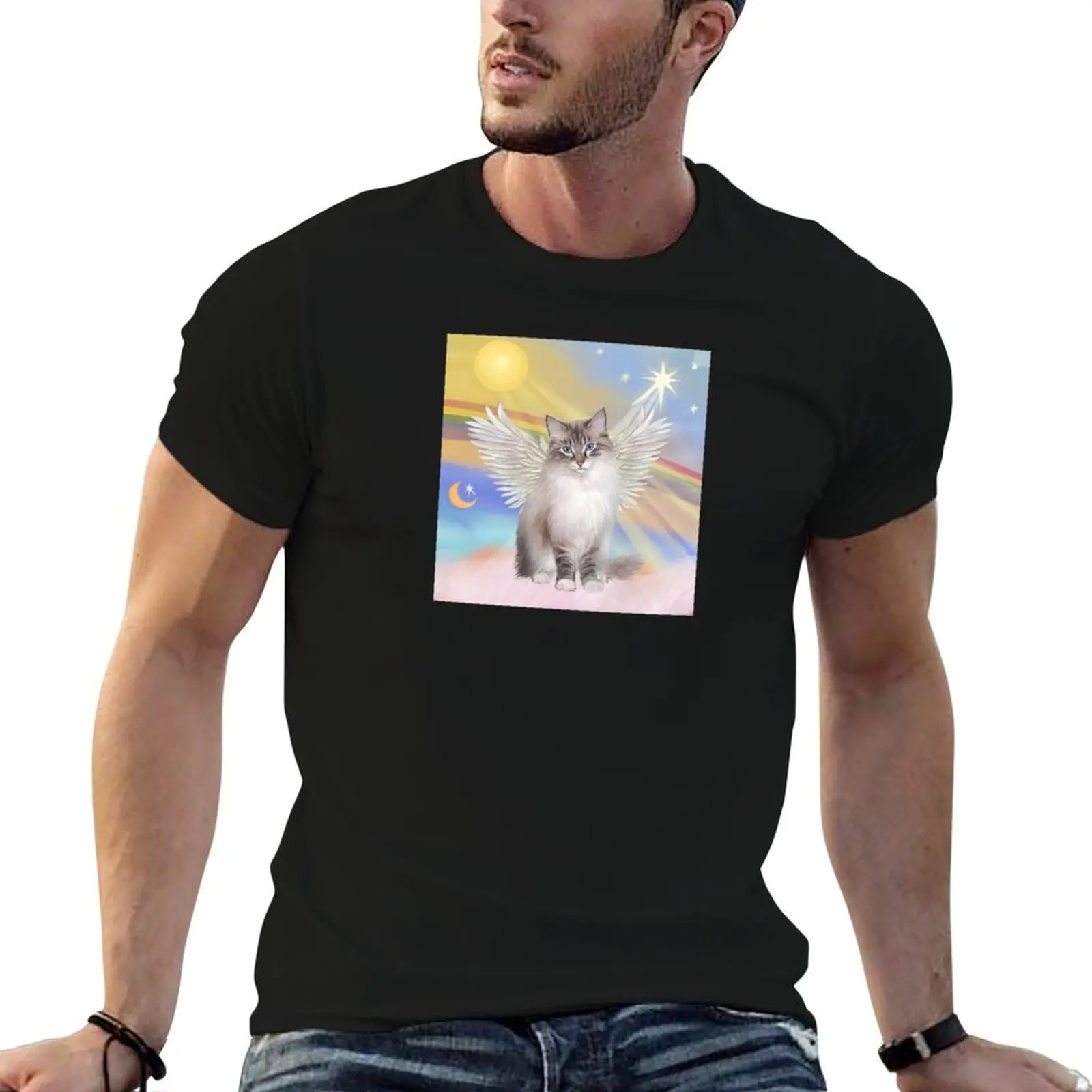 Heavens Clouds - Camiseta con estampado de gato Ragdoll (Lynx Colorpoint Mitted), sin planchar, informal, de manga corta