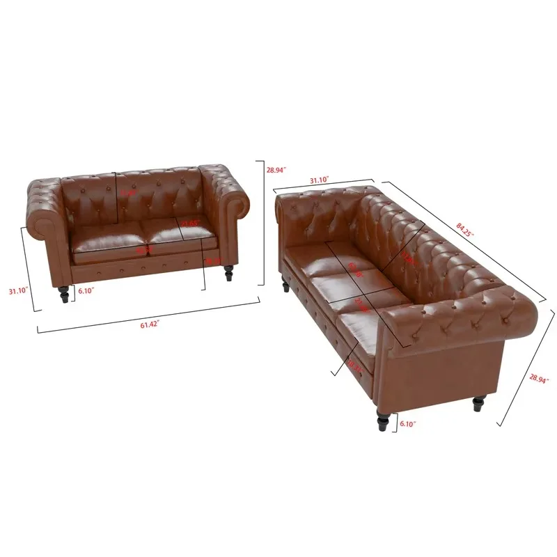 Living Room Sofas Sofa Furniture Modern Hotel Furniture 3 Seats Leather Cheaterfield Sofa