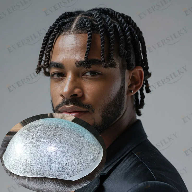 

Мужские парики из натуральных волос, 0,12 мм, с полной основой из кожи, сверхпрочные, до 10 прядей, для афроамериканцев, легко надеваемые, очень мягкие, с естественной линией роста волос.