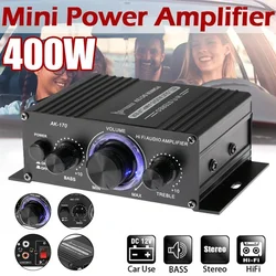 400W 12V Mini Car Radio Audio Power Amplifier Dual Channel HIFI Digital Stereo Audio Radio Microphone Power Amplifier Home & Car