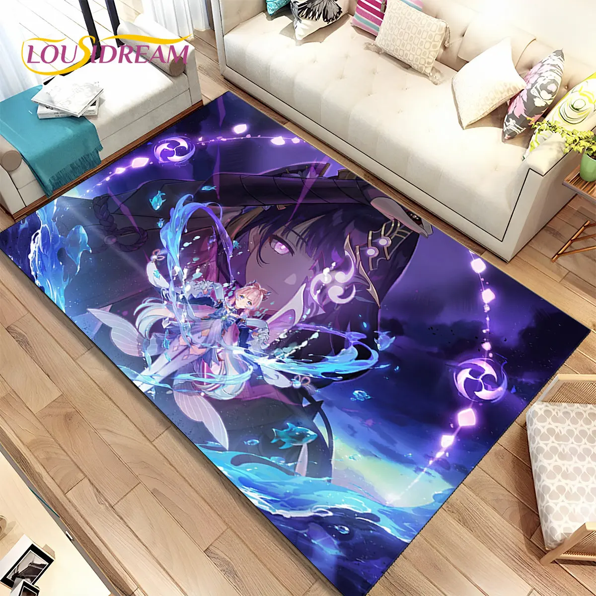 Genshin Impact Cartoon Game Area Rug,Carpet Rug for Home Living Room Bedroom Sofa Doormat Kitchen Decor,kids Non-slip Floor Mat