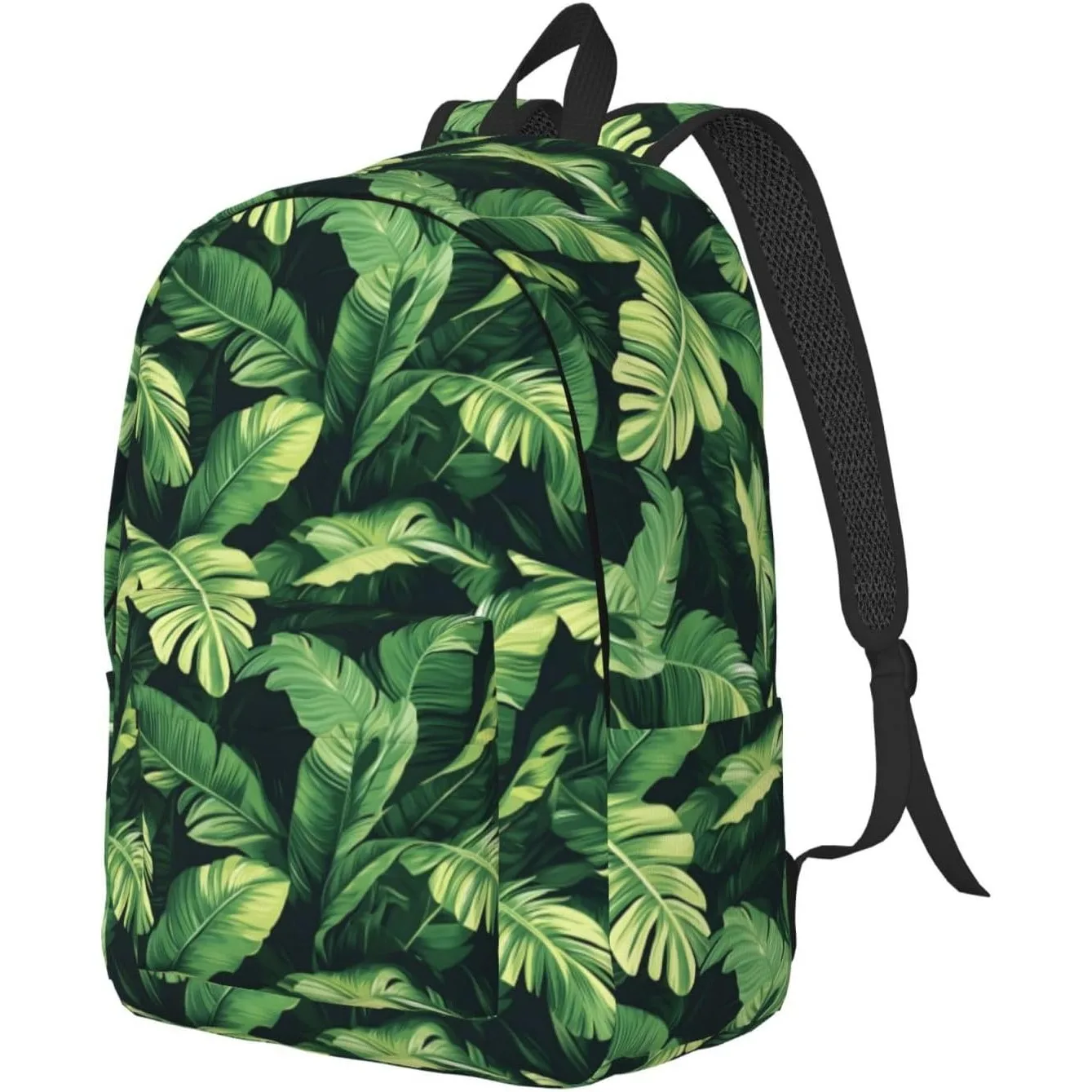 

Travel Backpack for Women Men Tropical Green Plants Print Canvas Simple Modern Backpack Bag for Hiking