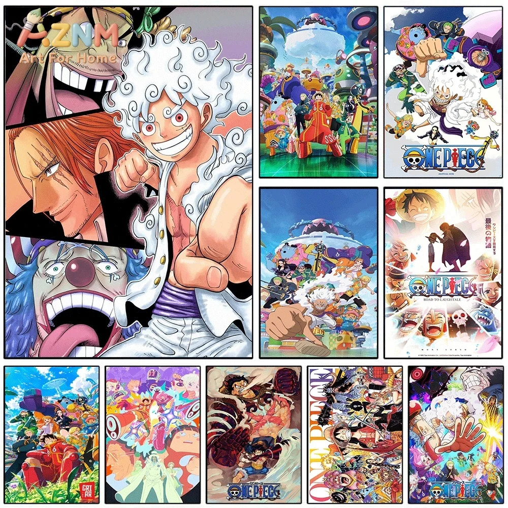 One Piece Anime Canvas Wall Art No Frame Gear 5 Luffy Shanks Buggy Manga Print Painting Bedroom Living Room Home Wall Decor Po