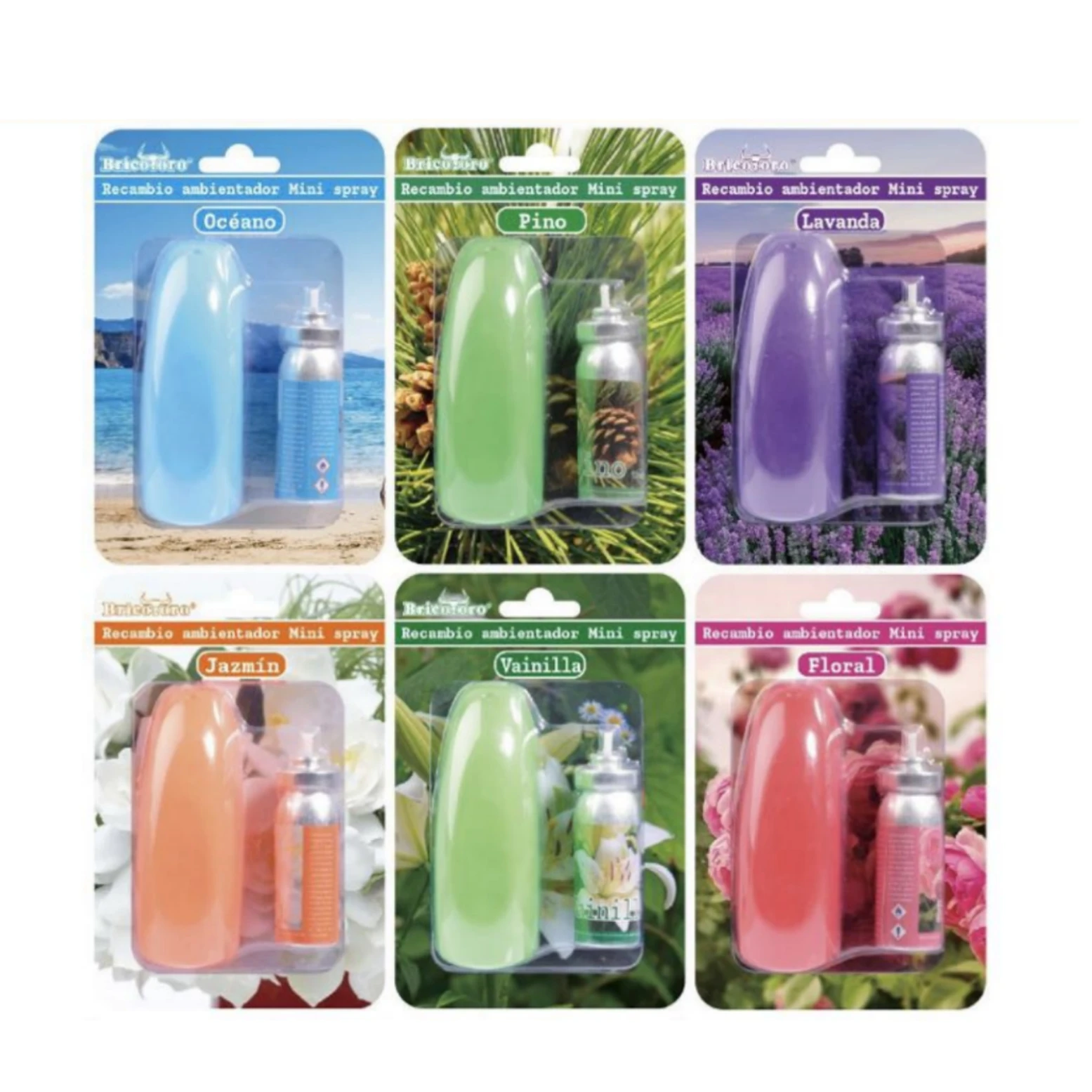 Starley-Pack 6 Air Fresheners Replacement Spray Air Freshener minispray Pine Jazmin Floral Lavender Ocean Vanilla for Home Bathroom Kitchen Air Freshener Assortment Random