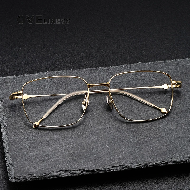 Pure Titanium Glasses Frame Men 2024 New Retro Vintage Prescription Square male Eyeglasses frames Myopia Optical full Eyewear