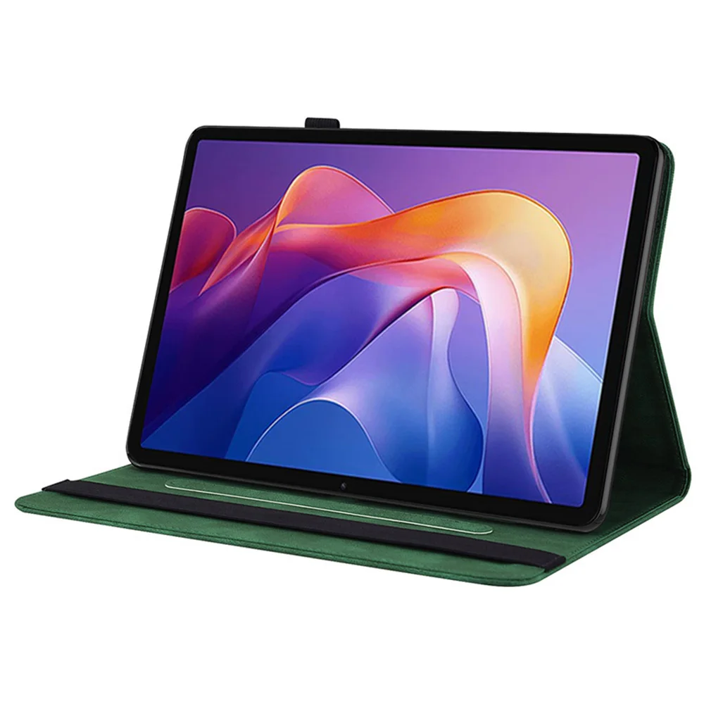 For Xiaomi Redmi Pad 2 11 Case Butterfly Flower Imprint PU Leather Tablet Cover with Card Slots - Green