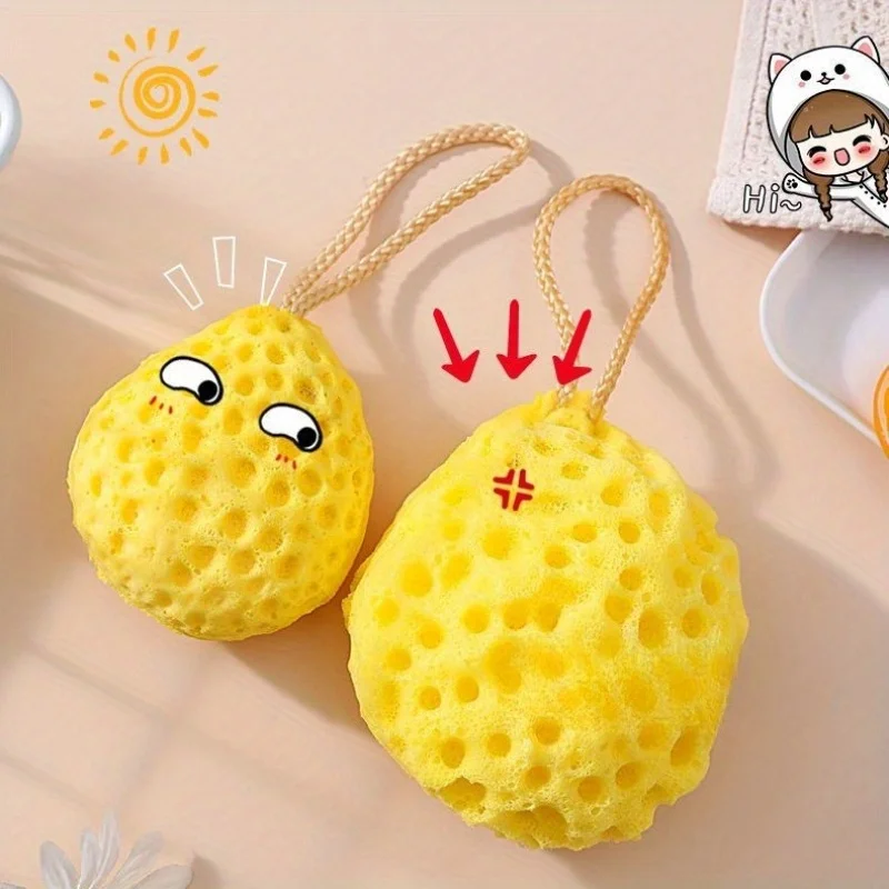 قطعة واحدة من إسفنجة حمام على شكل قرص العسل اليابانية - إسفنجة استحمام فائقة النعومة مع خلايا قرص العسل، قبضة غير قابلة للانزلاق، جسم تقشير لطيف