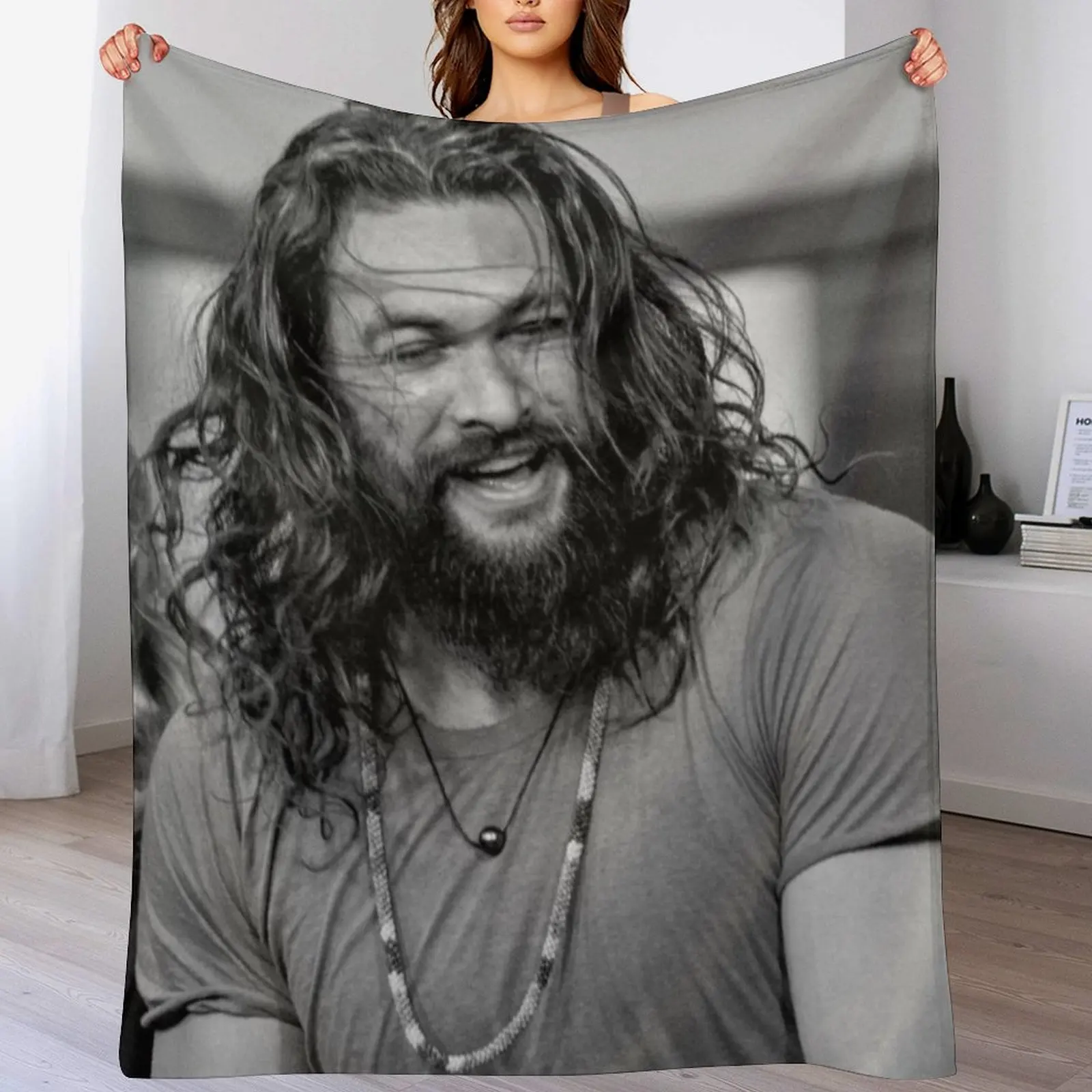 

jason momoa Throw Blanket Hairys Flannel Fabric blankets and throws halloween Blankets