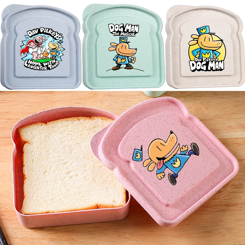 

Dog Man Bread Sandwich Boxes Cartoon Anime Breakfast Toast Bento Box Portable Lunch Case Picnic Food Container Birthday Gift Hot