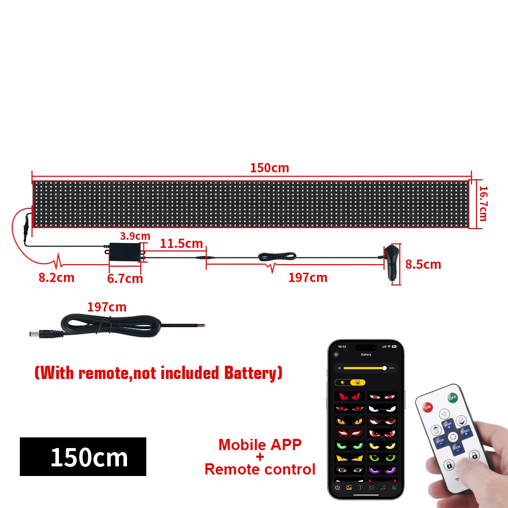 24V Truck LED Matrix Pixel Panel Devil's Eye Ambient Light board Windshield DIY Devileye Display Animation By App Remote Control image 3