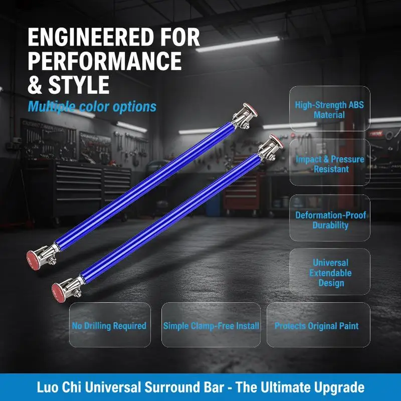 2Pcs Universal Racing Adjustable Front Rear Bumper Lip Splitter Support Bar/Pull Rod Kit 75-200mm