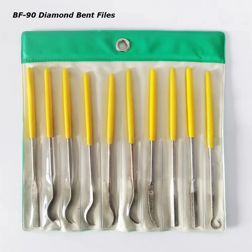 1 Set BF-90 Diamond Bent Files Diamond Needle Files Kits 3*140mm for Hand Polishing Deburring and EDM-scale Removal