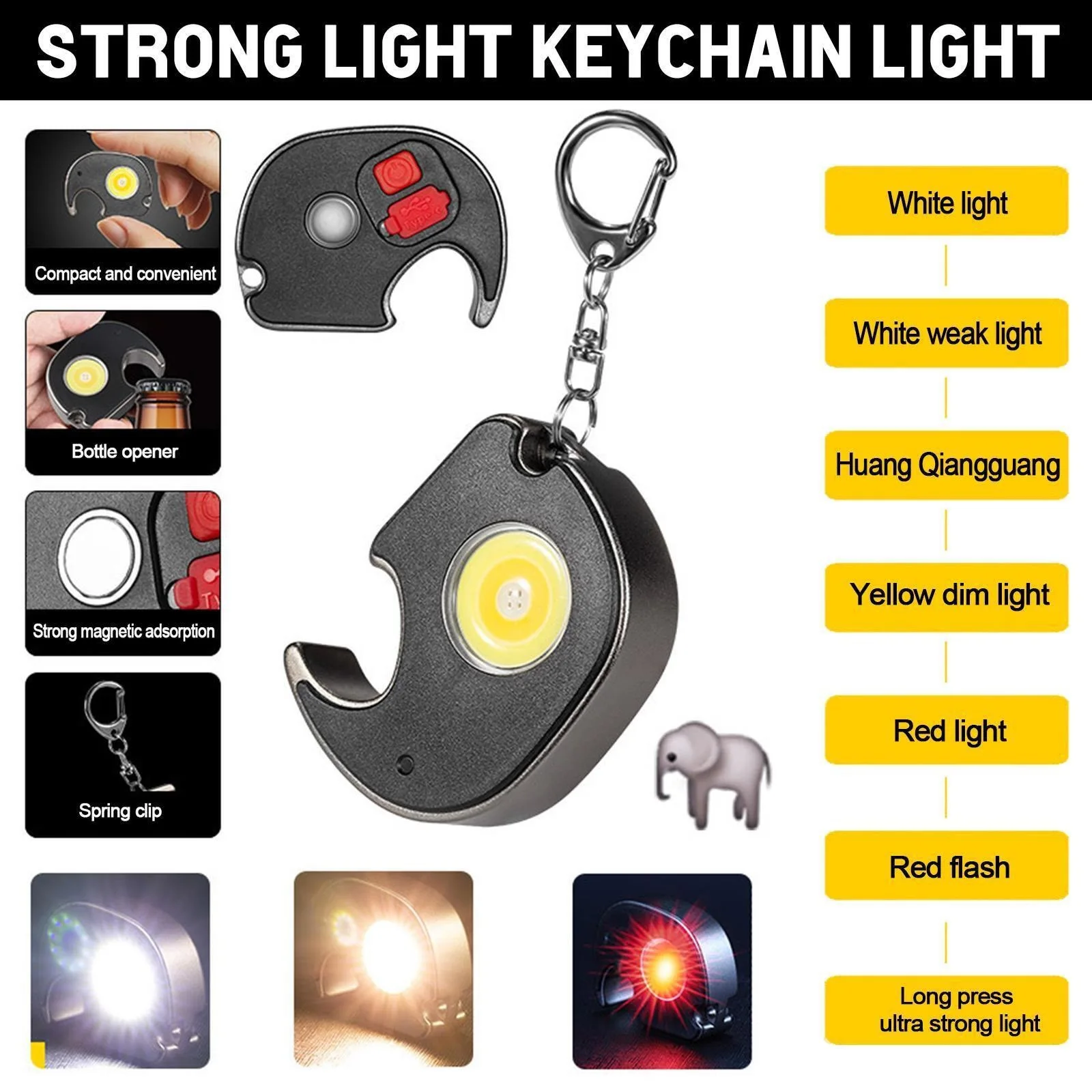 Mini LED COB Easy to Carry 800MA Lamps Flashlight Work Portable Emergency Distress  For Outdoor Camping Small Light Corkscrew