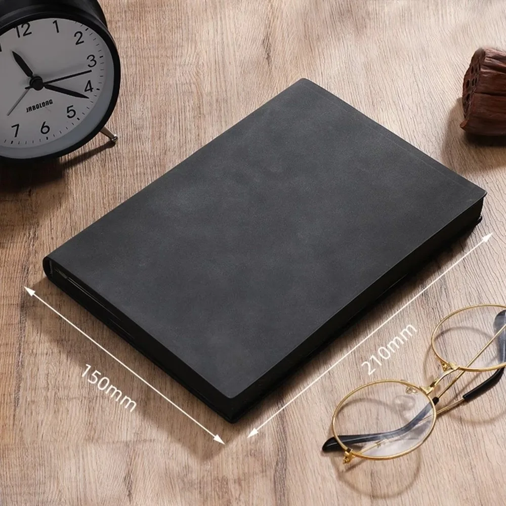 A5 Sheepskin Leather Notebook Soft Cover 128 Sheets Business Notepad Bookmark Diary with 100g Paper Thick Journal